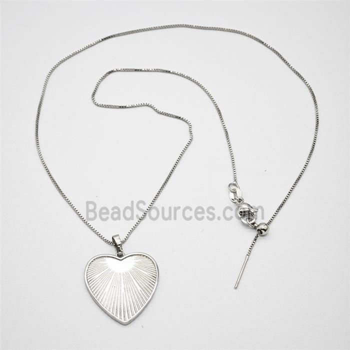 Copper Heart Necklace Platinum Plated