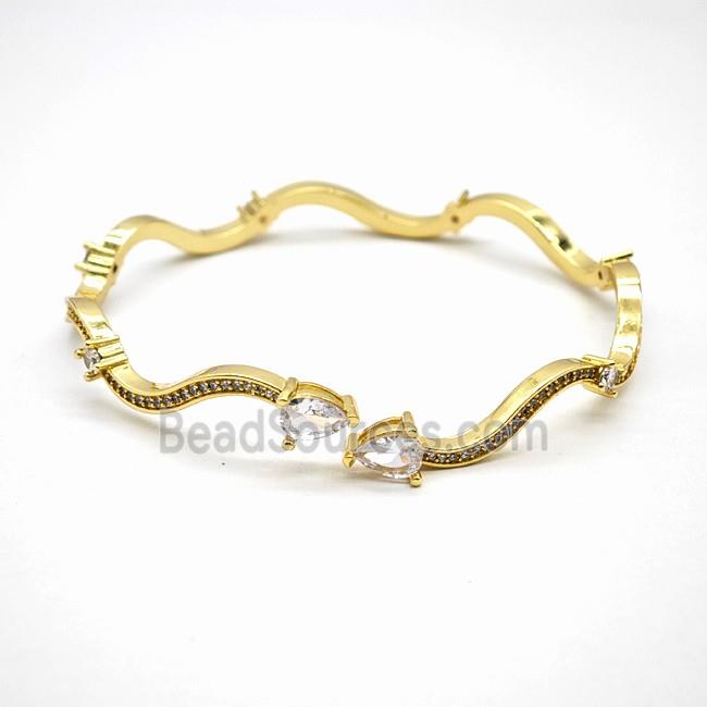 Copper Bangle Pave Zirconia Gold Plated