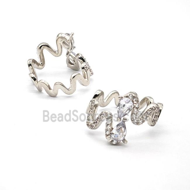 Copper Rings Pave Zirconia Platinum Plated