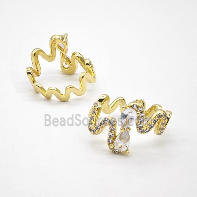 Copper Rings Pave Zirconia Gold Plated