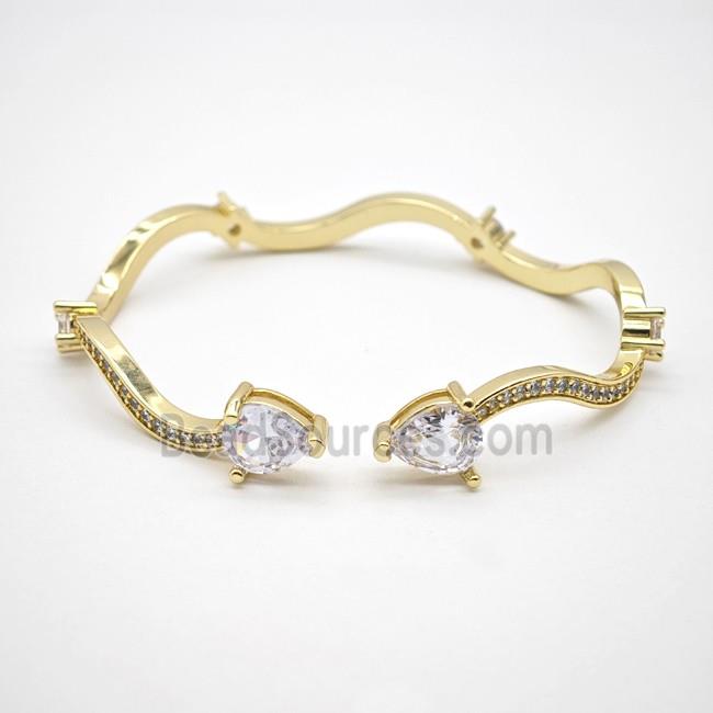 Copper Bangle Pave Zirconia Gold Plated