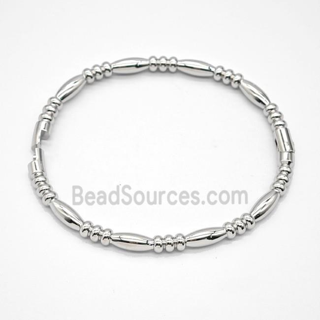 Copper Bracelet Stretchy Platinum Plated