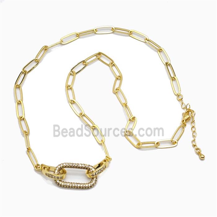 Copper Necklace Pave Zirconis Gold Plated