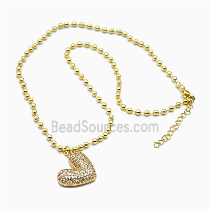 Copper Heart Necklace Pave Zirconia Gold Plated