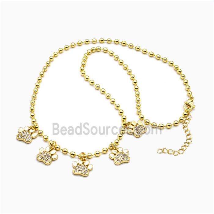 Copper Paws Necklace Pave Zirconia Gold Plated