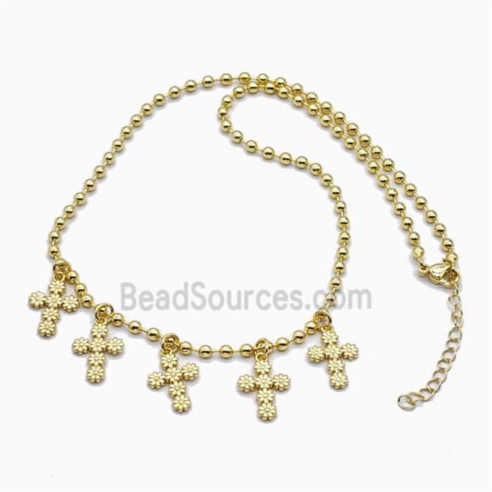 Copper Cross Necklace Gold Plated