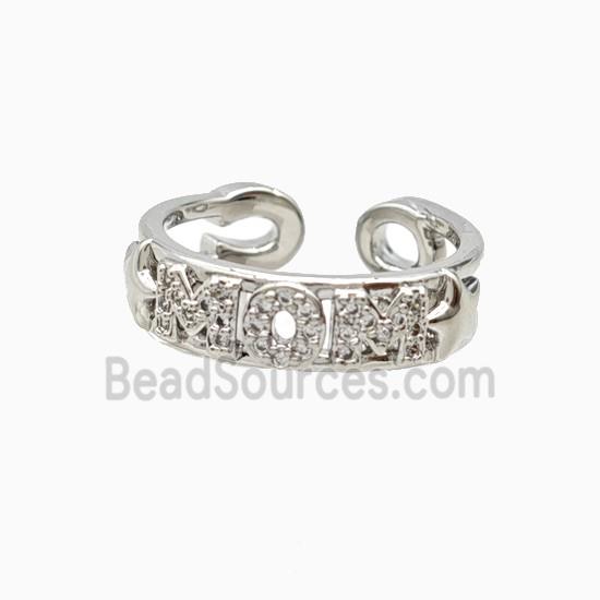 Copper MOM Ring Pave Zirconia Platinum Plated