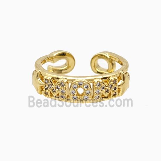 Copper MOM Ring Pave Zirconia 18K Gold Plated