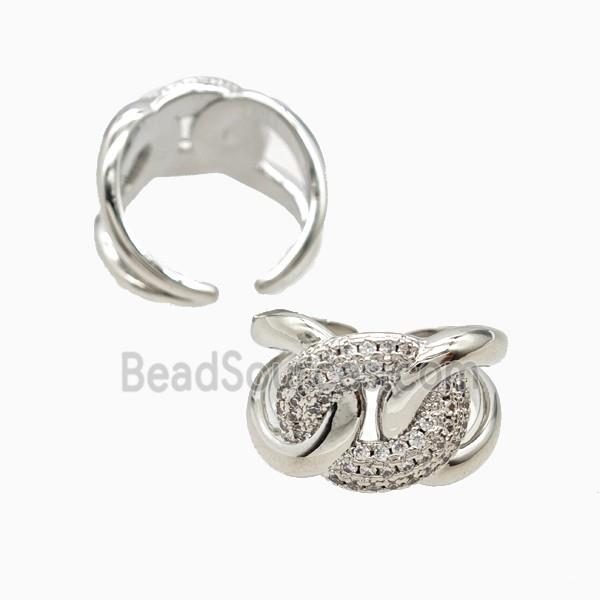 Copper Ring Pave Zirconia Platinum Plated