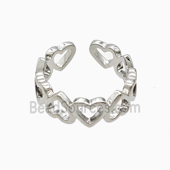 Copper Heart Rings Platinum Plated