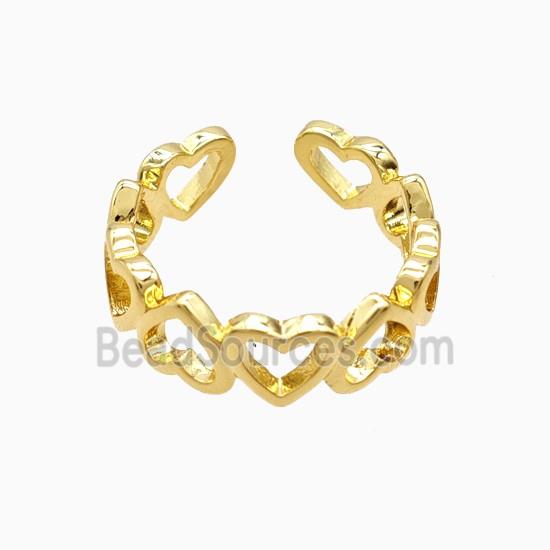 Copper Heart Rings 18K Gold Plated