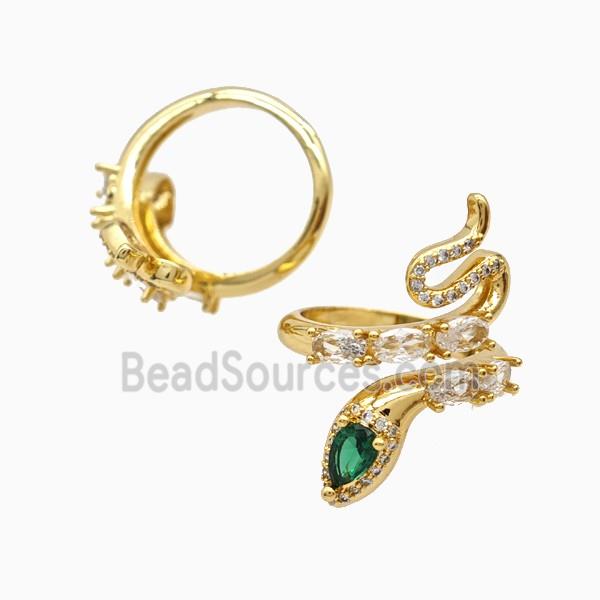 Copper Snake Rings Pave Zirconia 18K Gold Plated