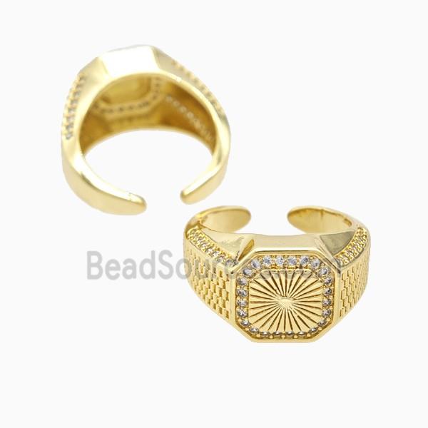 Copper Sun Rings Pave Zirconia 18K Gold Plated