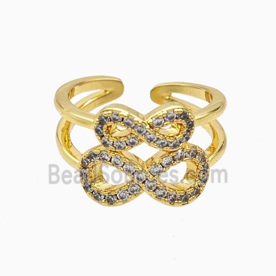 Copper Infinity Rings Pave Zirconia 18K Gold Plated