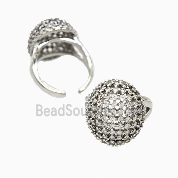 Copper Rings Pave Zirconia Hollow Platinum Plated