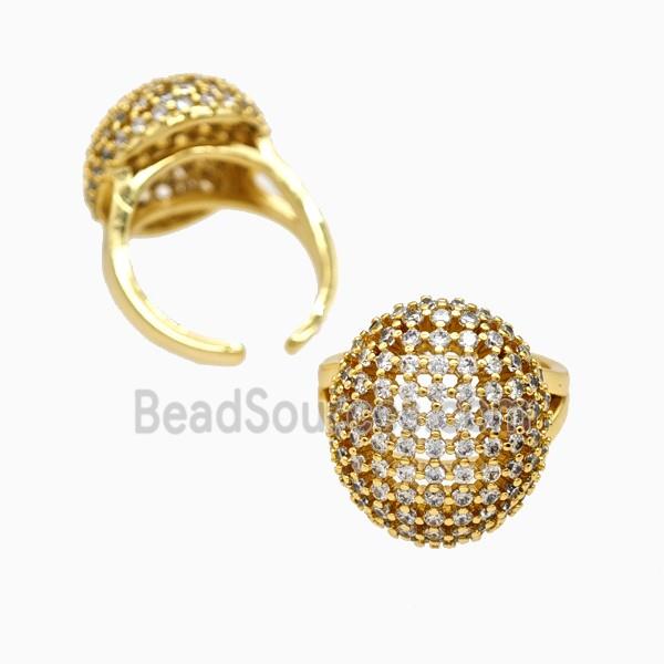 Copper Rings Pave Zirconia Hollow 18K Gold Plated