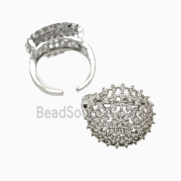 Copper Rings Pave Zirconia Hollow Platinum Plated