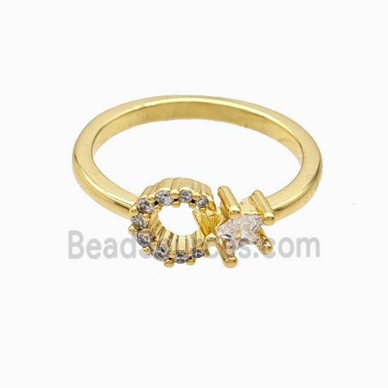 Copper Rings Pave Zirconia 18K Gold Plated