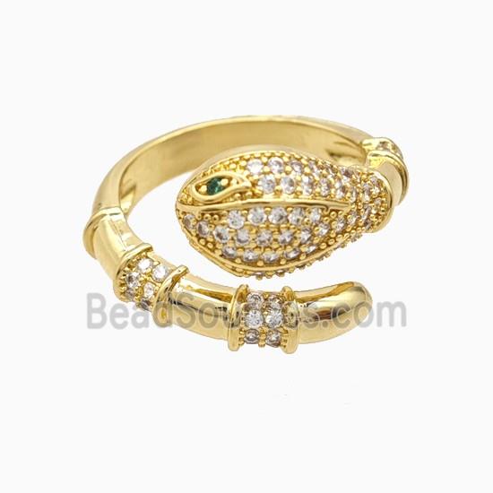 Copper Snake Rings Pave Zirconia 18K Gold Plated