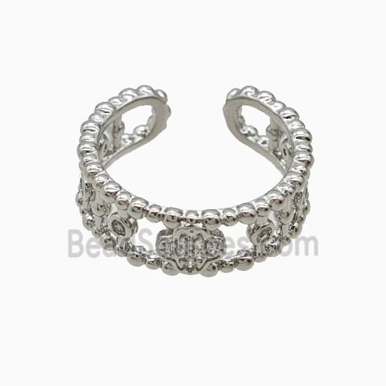 Copper Clover Rings Pave Zirconia Platinum Plated