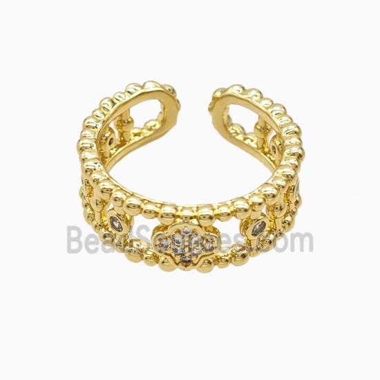 Copper Clover Rings Pave Zirconia 18K Gold Plated