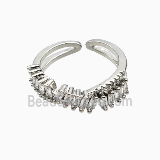 Copper Rings Pave Zirconia Platinum Plated