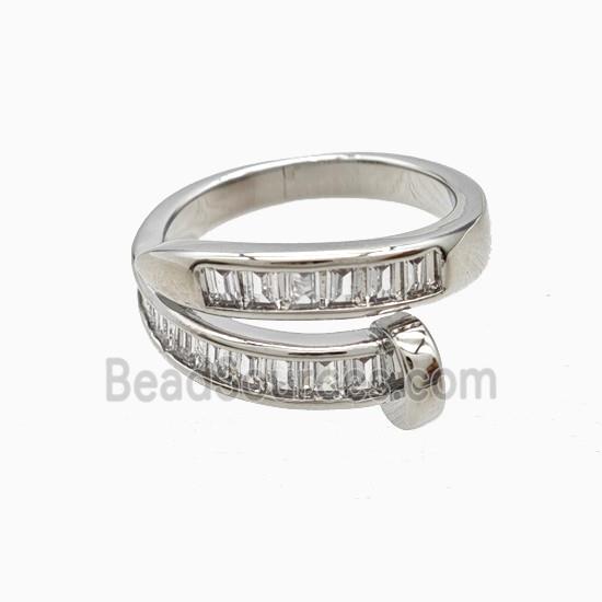 Copper Rings Pave Zirconia Platinum Plated