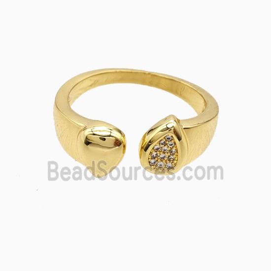 Copper Teardrop Rings Pave Zirconia 18K Gold Plated