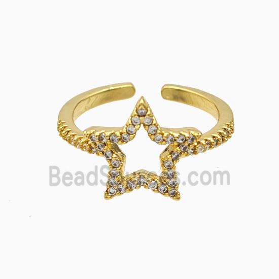 Copper Star Rings Pave Zirconia 18K Gold Plated