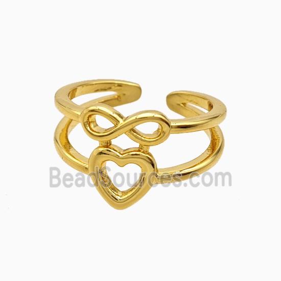 Copper Infinity Heart Rings 18K Gold Plated