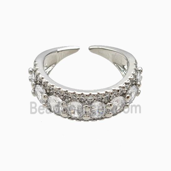 Copper Rings Pave Zirconia Platinum Plated