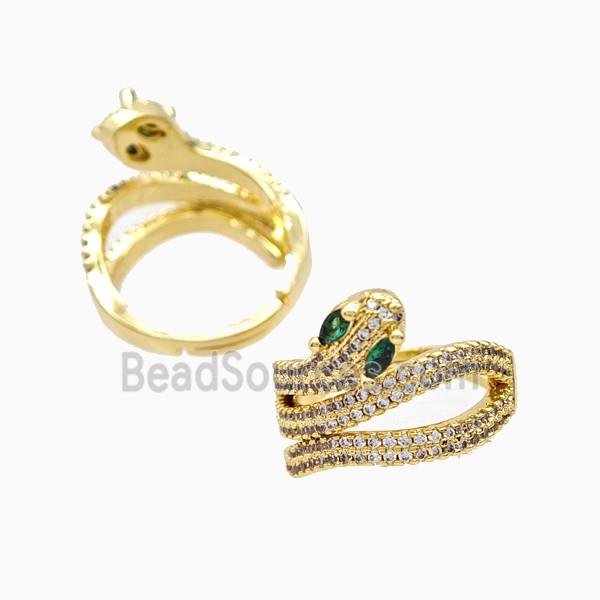 Copper Snake Rings Pave Zirconia 18K Gold Plated