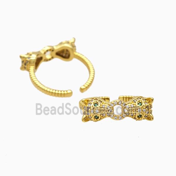 Copper Leopard Rings Pave Zirconia 18K Gold Plated