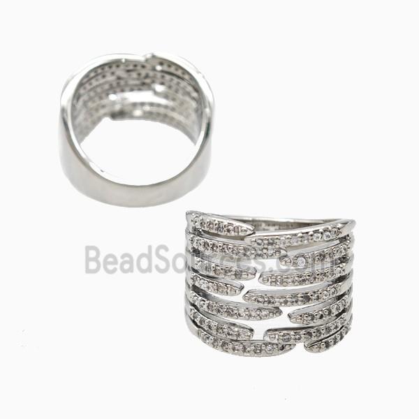 Copper Rings Pave Zirconia Platinum Plated