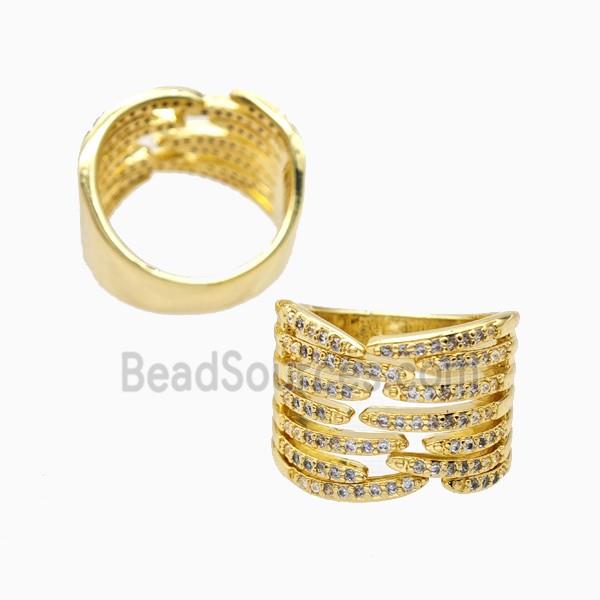 Copper Rings Pave Zirconia 18K Gold Plated