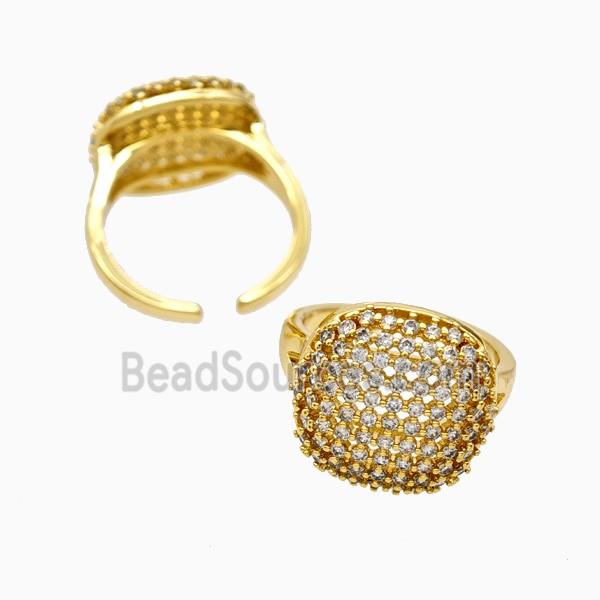 Copper Rings Pave Zirconia Hollow 18K Gold Plated
