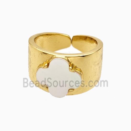 Copper Clover Rings Pave Shell 18K Gold Plated
