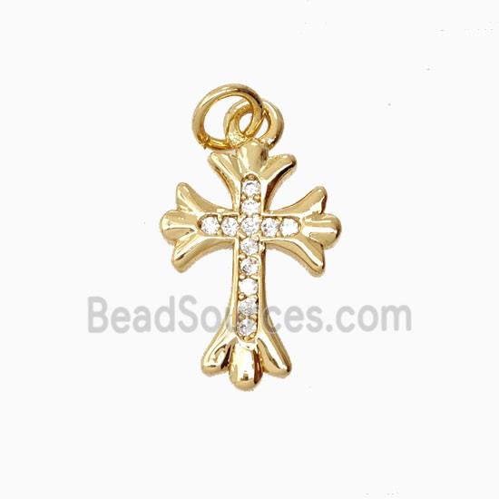 Copper Cross Pendant Pave Zirconia 18K Gold Plated