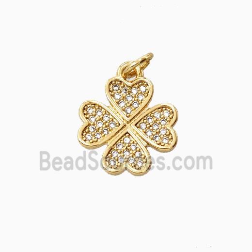 Copper Heart Clover Pendant Pave Zirconia 18K Gold Plated
