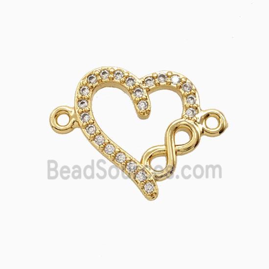 Copper Heart Connector Pave Zirconia 18K Gold Plated