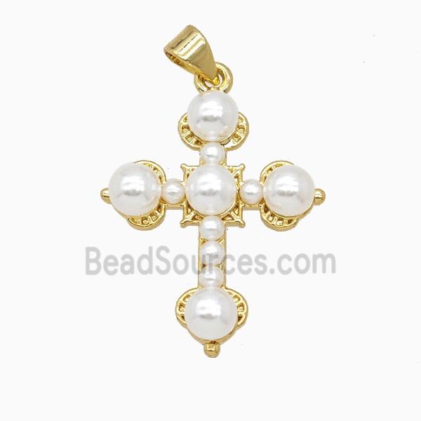 Copper Cross Pendant Pave Resin 18K Gold Plated