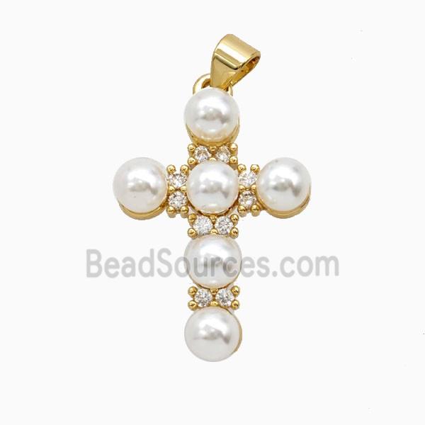 Copper Cross Pendant Pave Resin 18K Gold Plated
