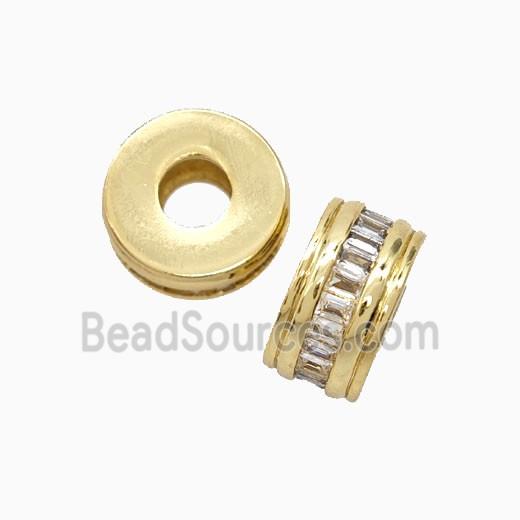 Copper Heishi Beads Pave Zirconia 18K Gold Plated