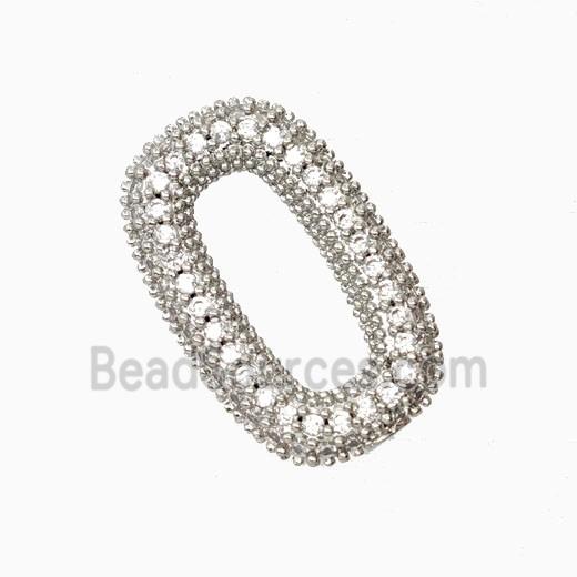 Copper Oval Connector Pave Zirconia Platinum Plated