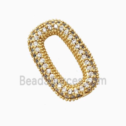 Copper Oval Connector Pave Zirconia 18K Gold Plated