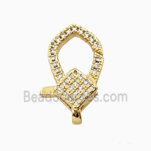 Copper Lobster Clasp Pave Zirconia 18K Gold Plated