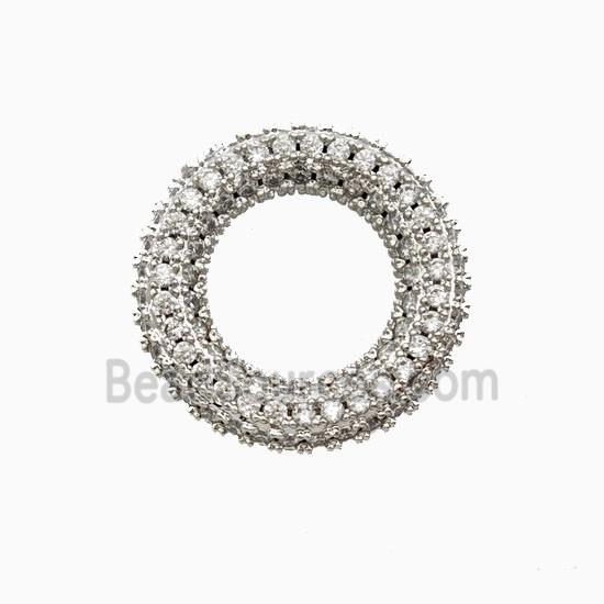 Copper Circle Connector Pave Zirconia Platinum Plated