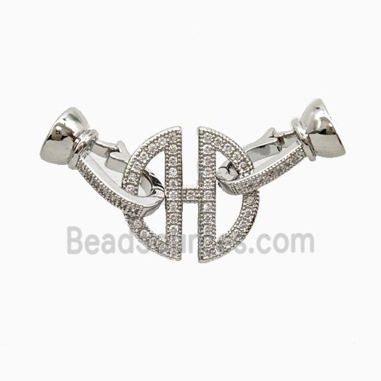 Copper Connector Clasp Pave Zirconia Platinum Plated