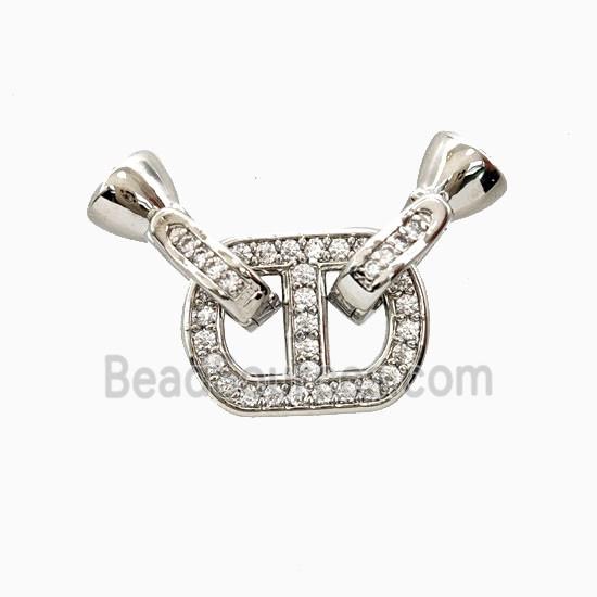 Copper Connector Clasp Pave Zirconia Platinum Plated