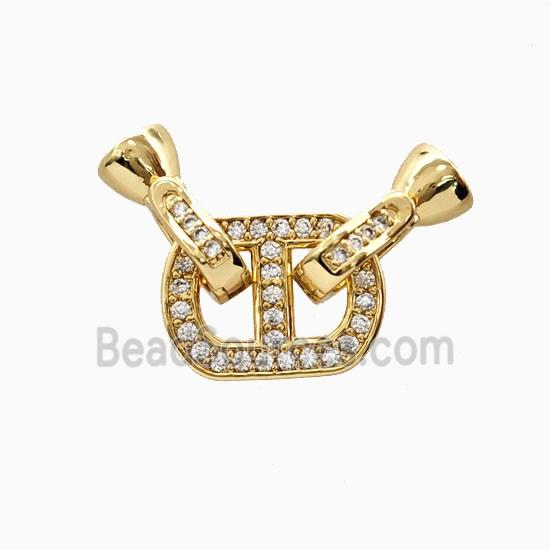 Copper Connector Clasp Pave Zirconia 18K Gold Plated